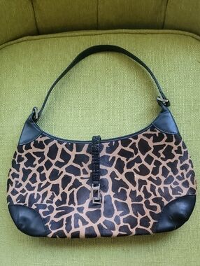 Swarovski Black & Brown Animal Print Shoulder Bag